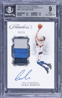 2018-19 Panini Flawless "Vertical Patch Autographs" (RPA) #25 Luka Doncic Signed Patch Rookie Card (#15/25) - BGS MINT 9/BGS 10